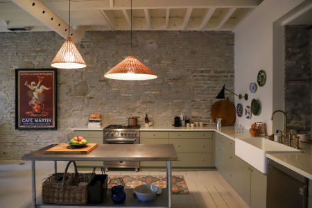 Flour Mill: Kitchen with stone wall