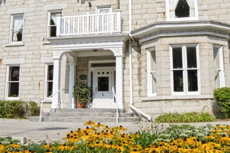 Inn entrance with flowers