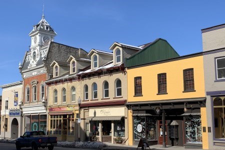 Outside of shops downtown