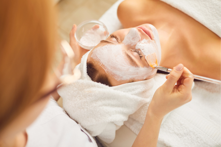 Woman getting a facial